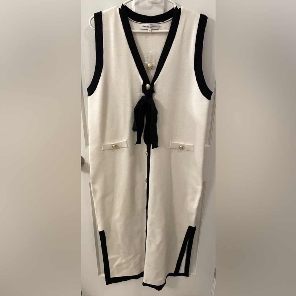 NWOT English Factory Knit Midi Dress With Ribbon Tie - Picture 4 of 9